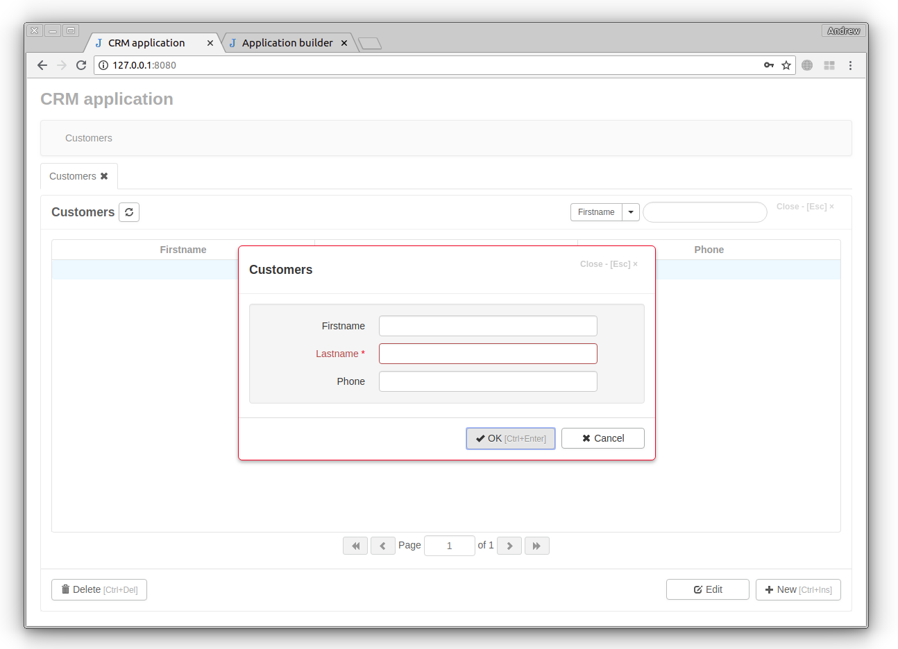 Customers page
