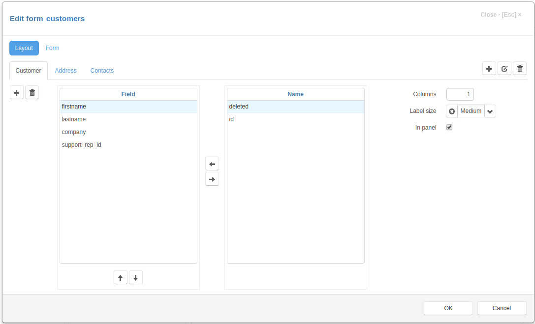 Edit Fields Dialog