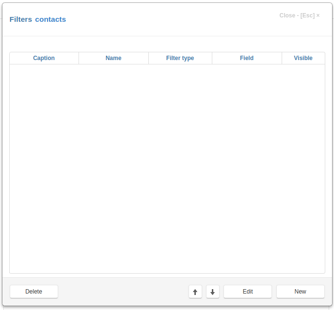 Filters dialog