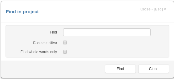 Find in project dialog