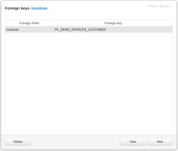 Foreign Keys Dialog