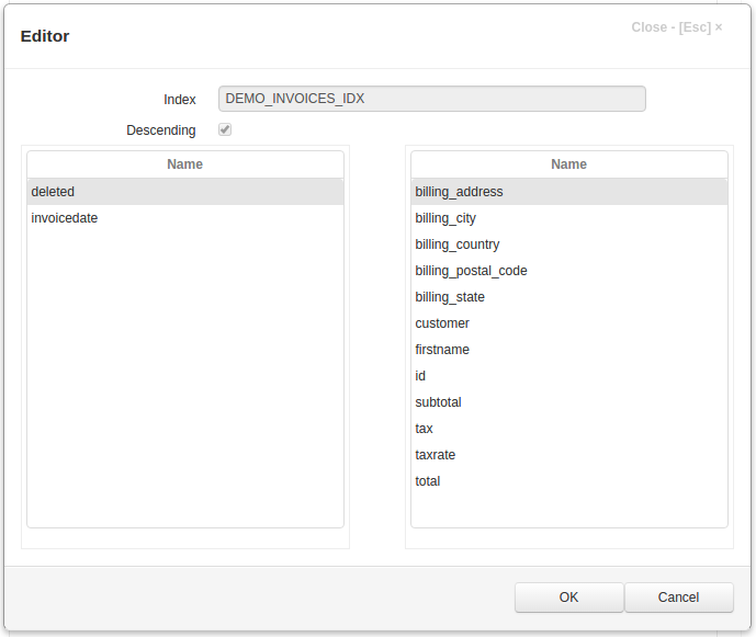 Index Dialog