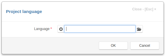 Select language dialog