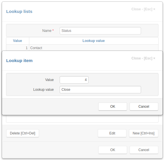Lookup list entries