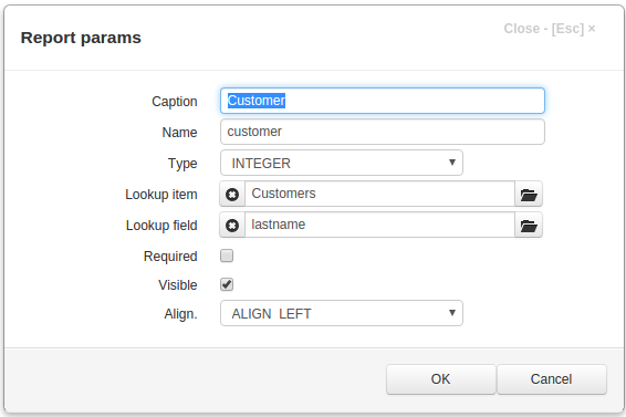 Lookup parameter