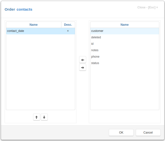 Contacts order
