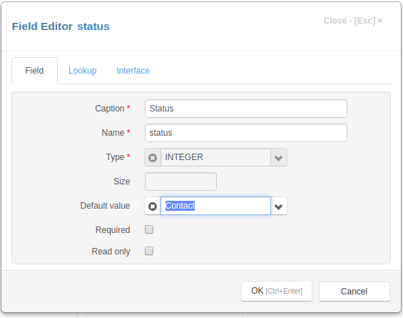 Status field default value