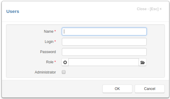 New users dialog