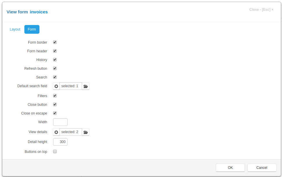 View Form Form tab